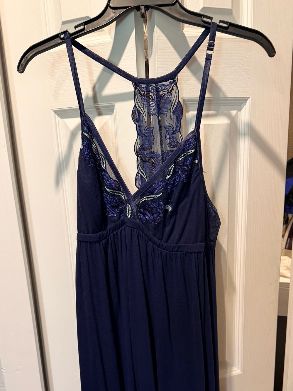 SOMA Women’s M Blue Lace Trim V-Neck Sleeveless Chemise Nightgown Sleepwear